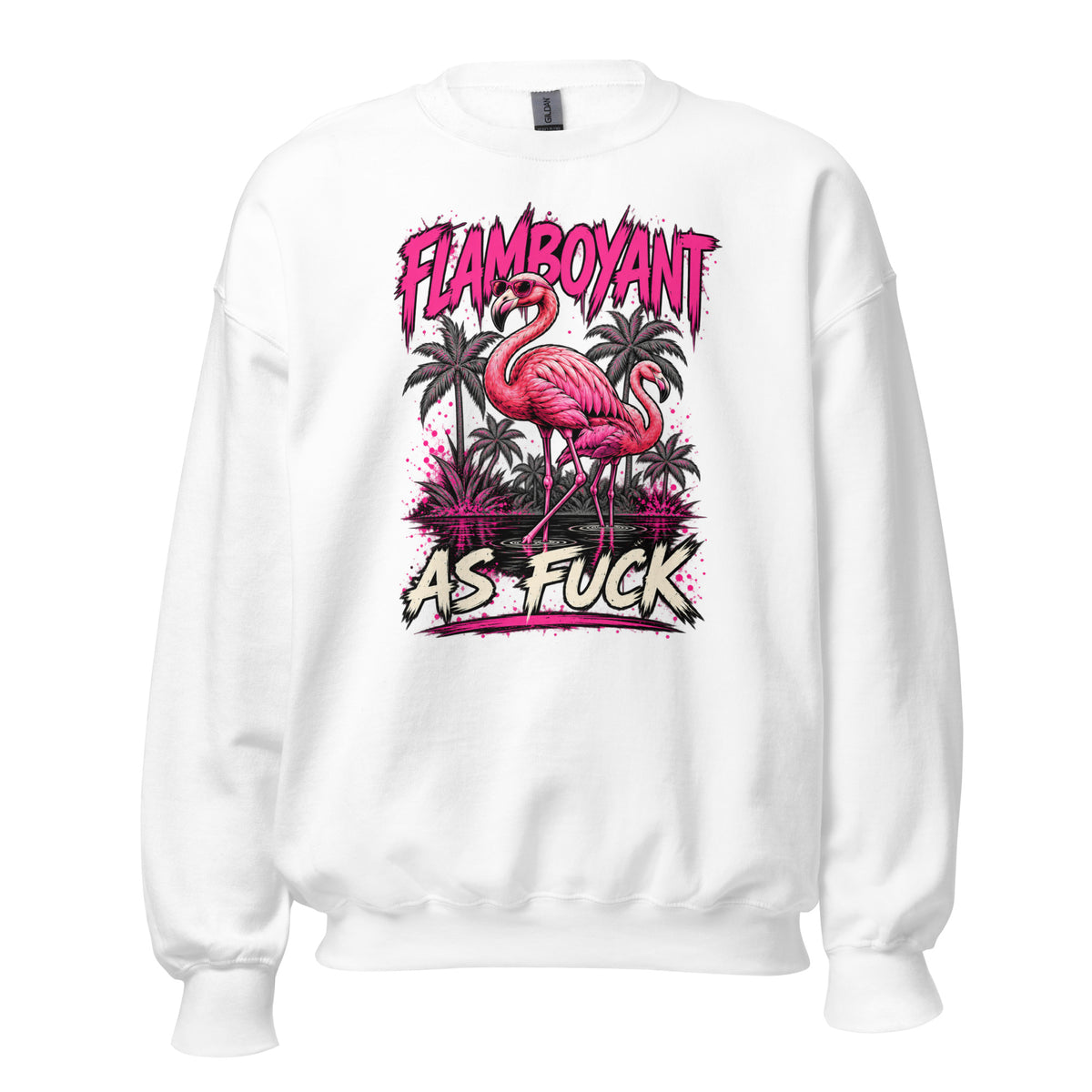 Flamboyant As Fuck crewneck sweatshirt in White front view