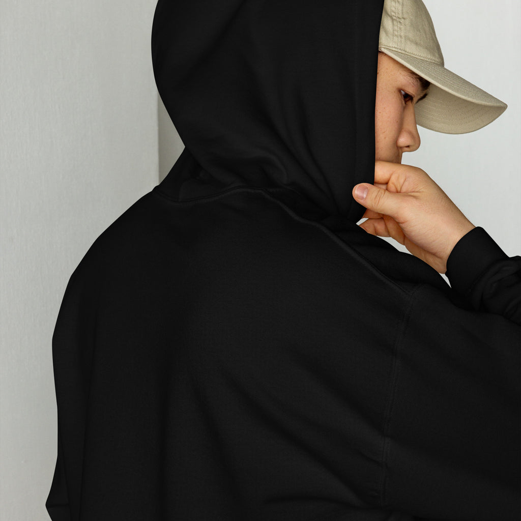 black unisex hoodie back mockup featuring the What's Your Flavour design