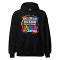 black unisex hoodie front mockup featuring the What's Your Flavour design