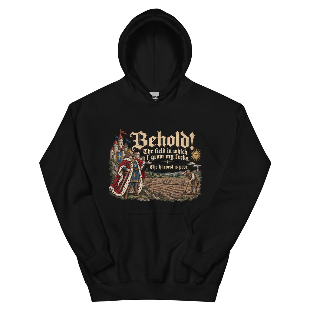 The Harvest Is Poor - Medieval – Historical Humour – Hoodie in black – front view