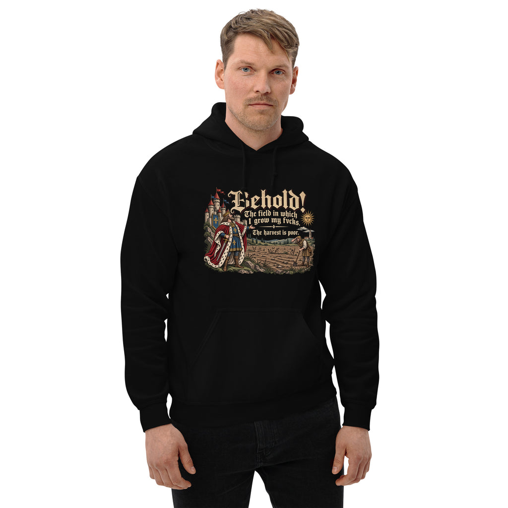 The Harvest Is Poor - Medieval – Historical Humour – Hoodie in black – front view