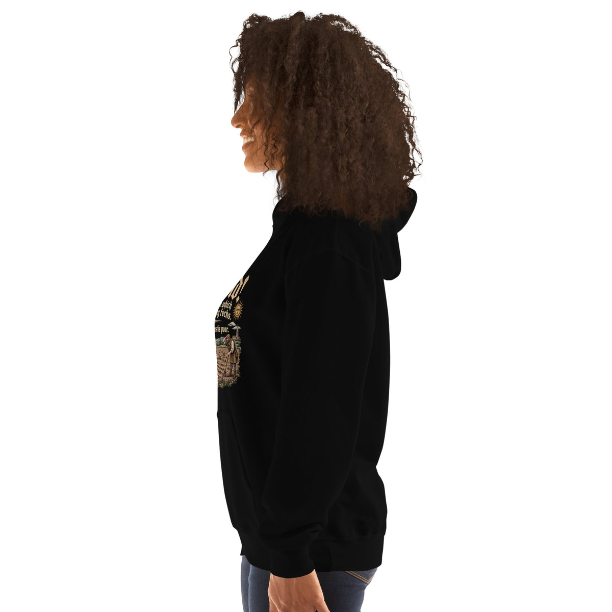 The Harvest Is Poor - Medieval – Historical Humour – Hoodie in black – left-side view