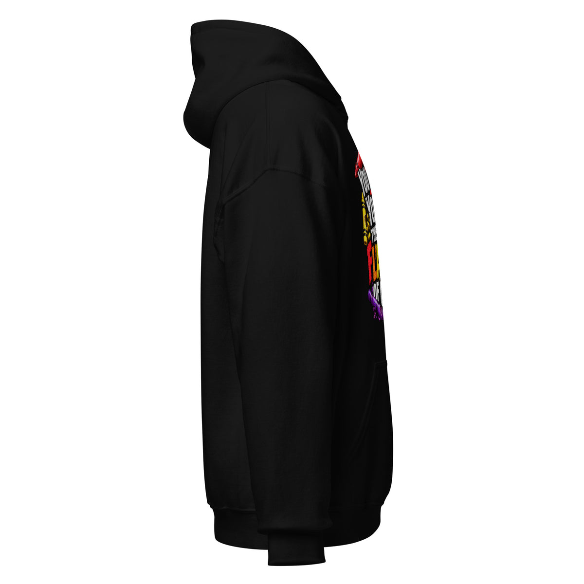 black unisex hoodie right side mockup featuring the What's Your Flavour design