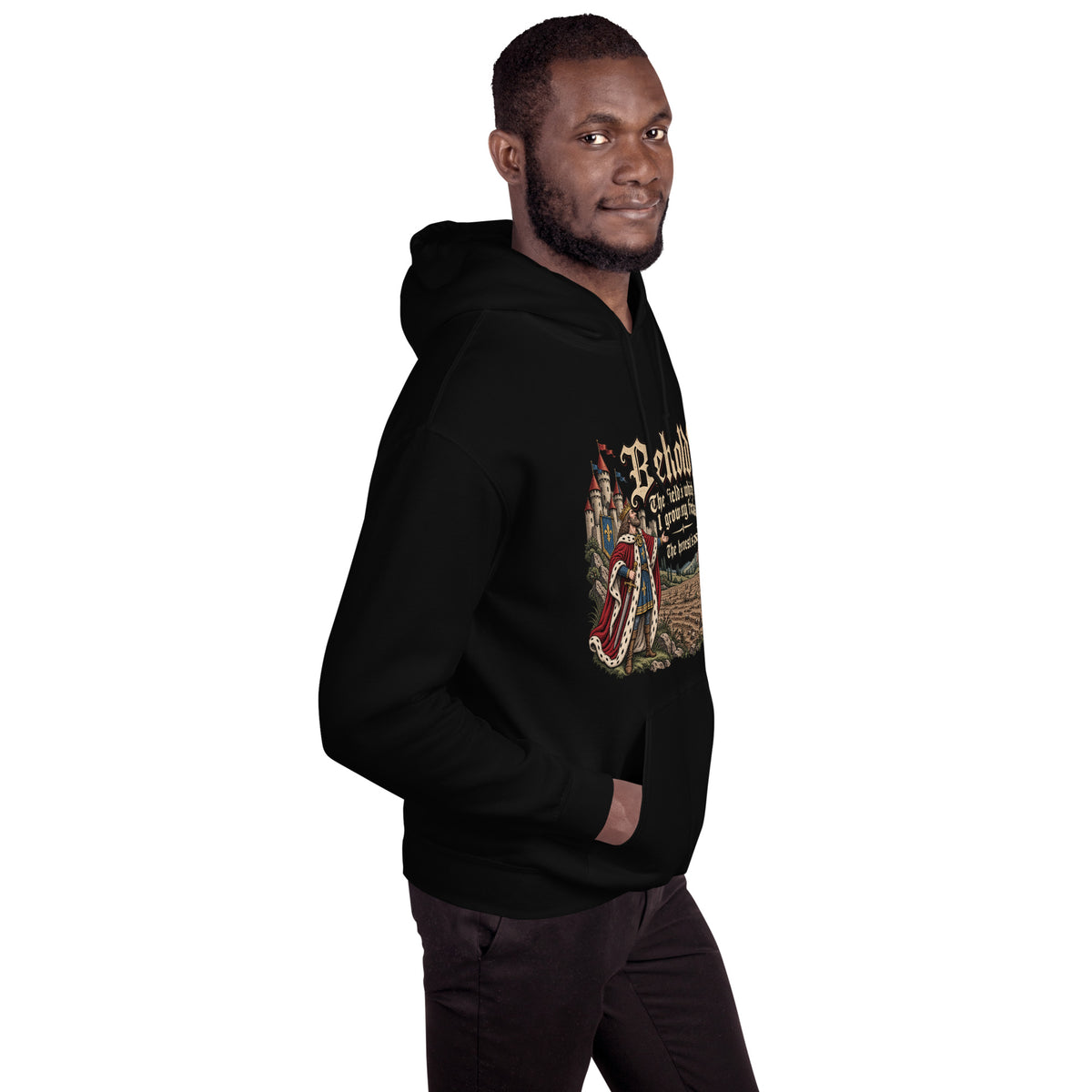 The Harvest Is Poor - Medieval – Historical Humour – Hoodie in black – right-front view
