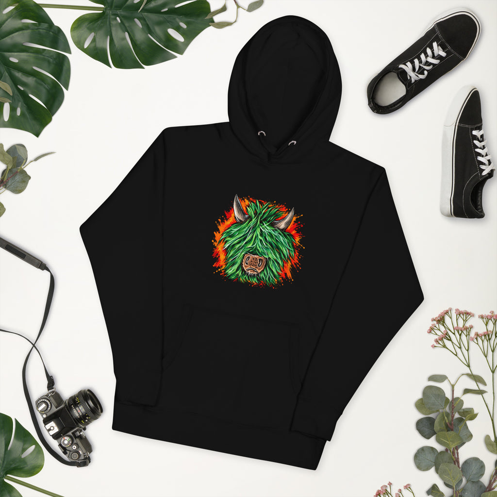 Highland Chaos – Animal Lovers – Unisex Hoodie in black – front view