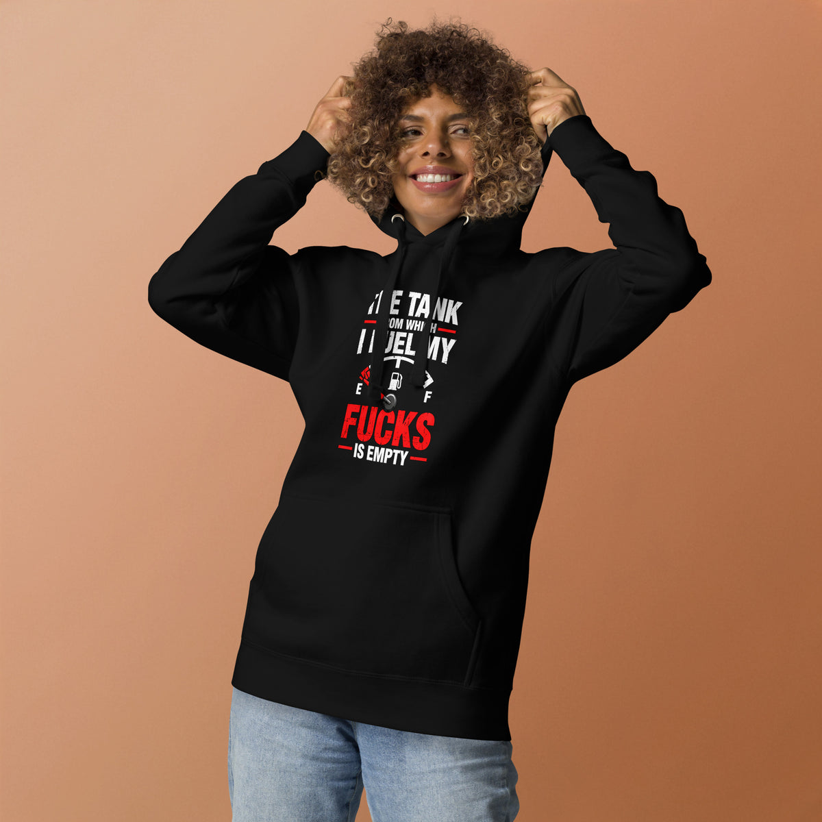 The Tank From Which I Fuel My Fucks Is Empty – Rude – Hoodie in black – front view