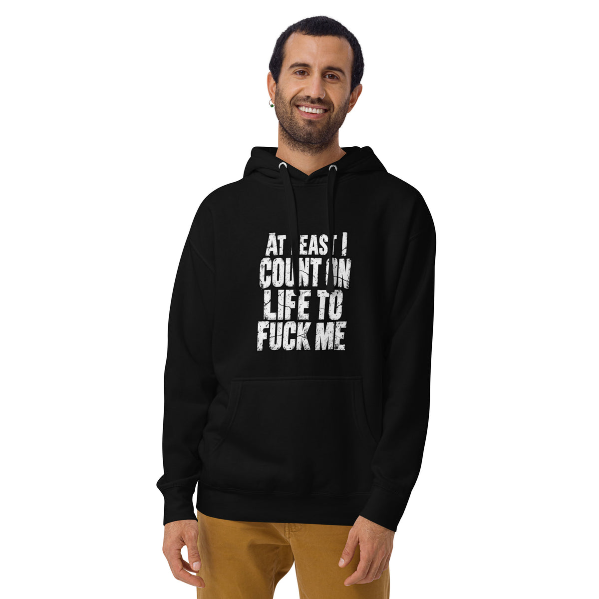 Life Fucks Me hoodie in Black alternate front mockup