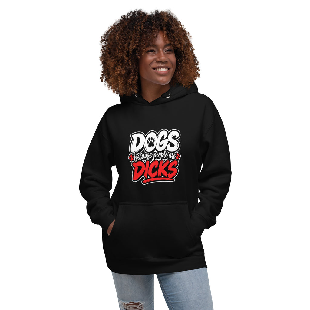 Front view of black Dogs Because dog lover hoodie