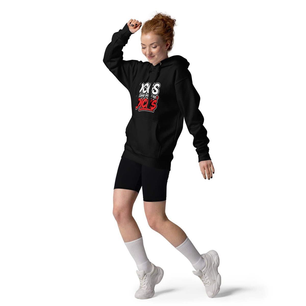 Front view of black Dogs Because dog lover hoodie