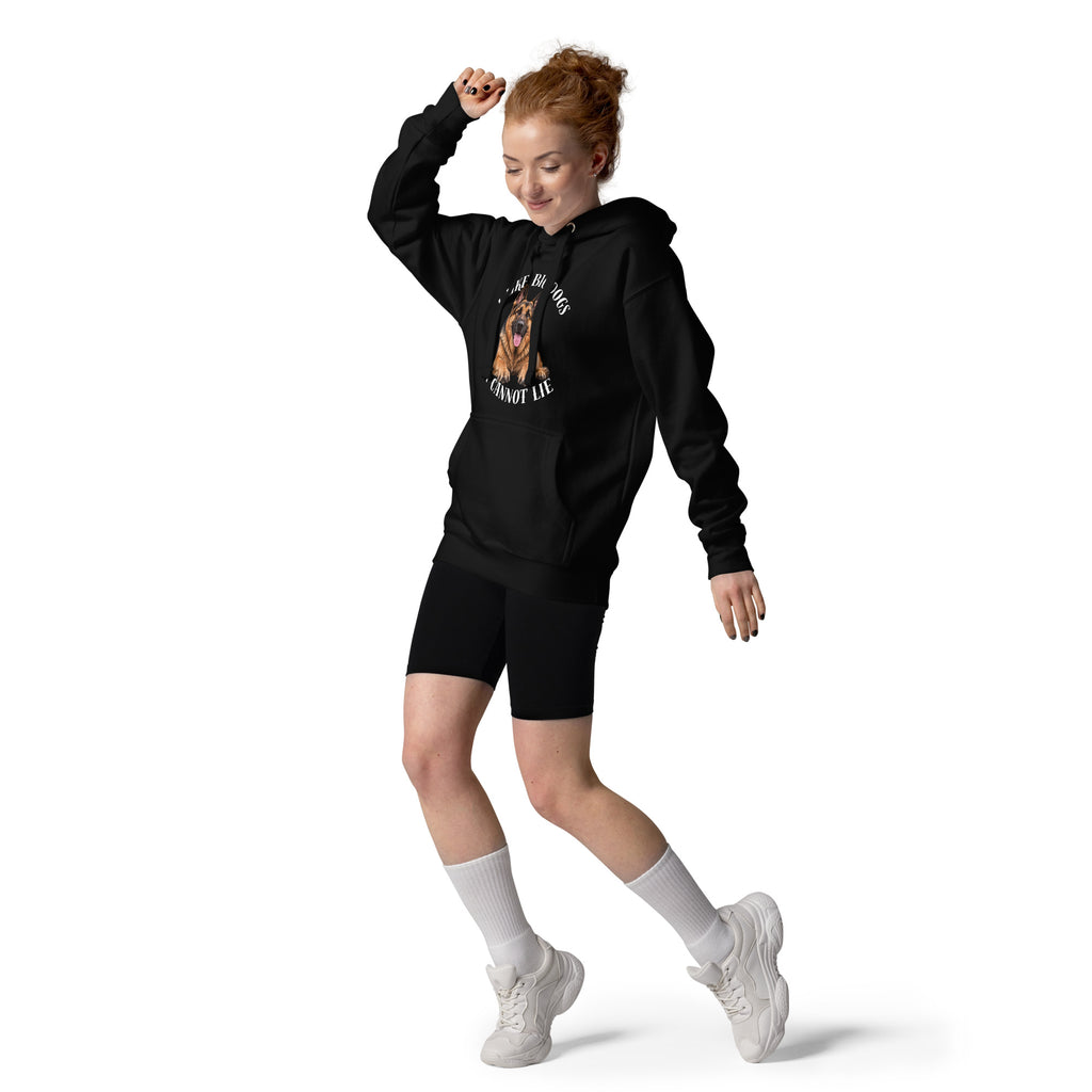 Front view of black I Like Big Dogs German Shepherd hoodie