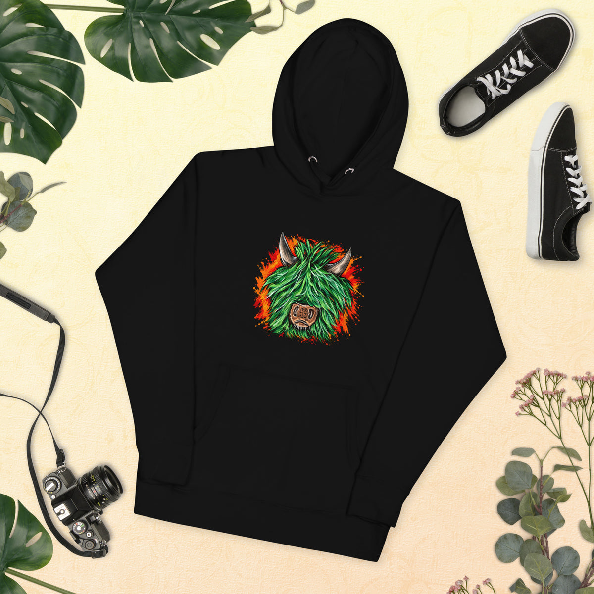 Highland Chaos – Animal Lovers – Unisex Hoodie in black – front view