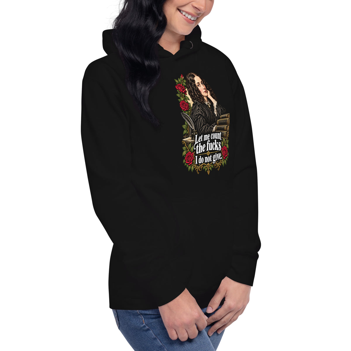 Let Me Count The Ways – Sarcasm – Hoodie in black – right-front view