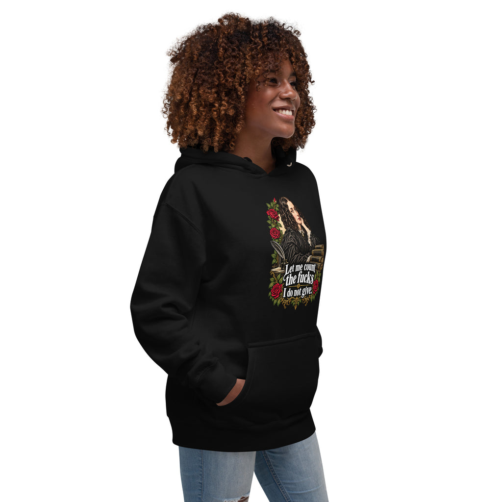 Let Me Count The Ways – Sarcasm – Hoodie in black – right-front view
