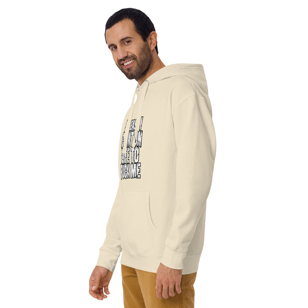 Life Fucks Me rude slogan hoodie in Bone left angle