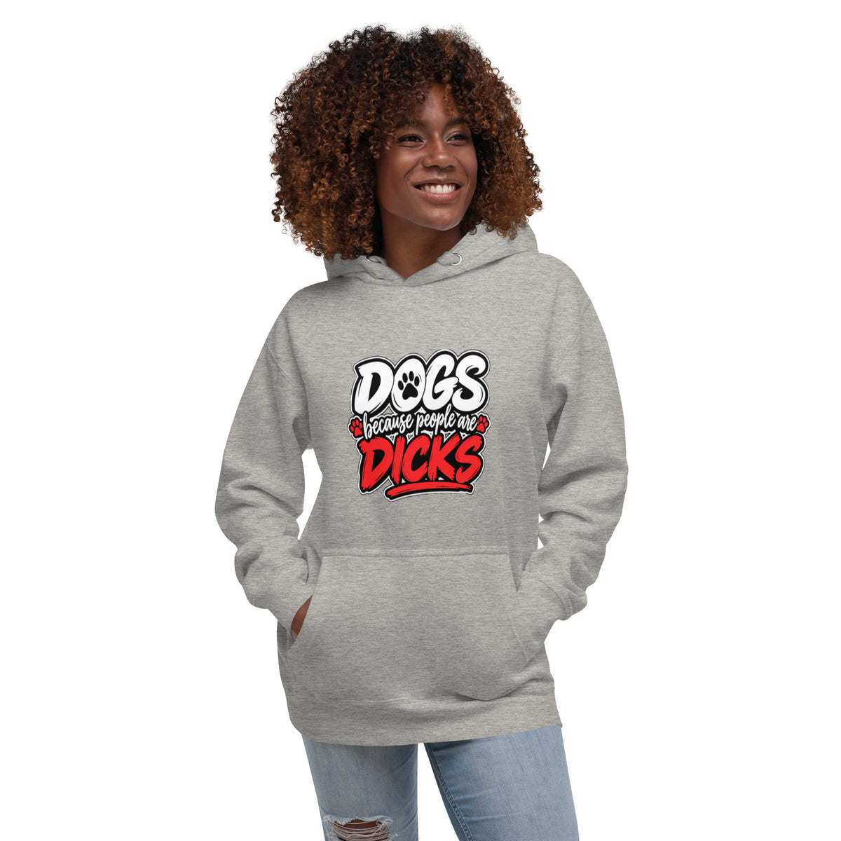 Front view of carbon grey Dogs Because dog lover hoodie