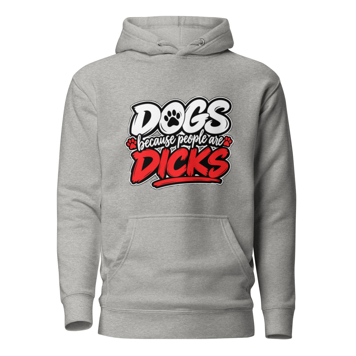 Front view of carbon grey Dogs Because dog lover hoodie