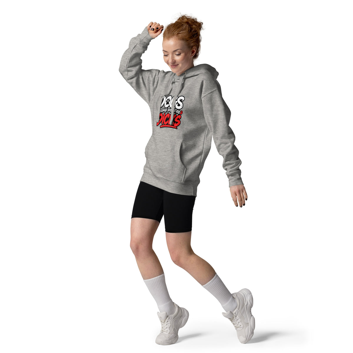 Front view of carbon grey Dogs Because dog lover hoodie