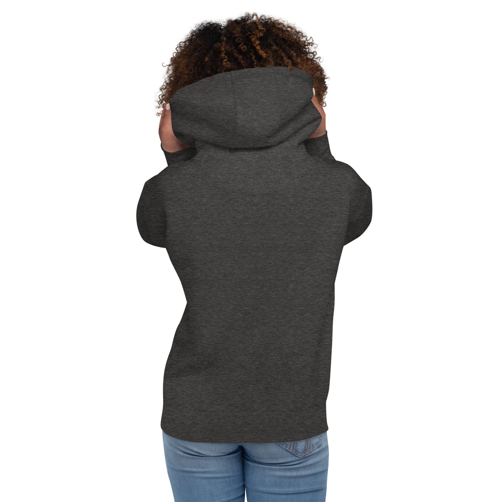 Est 1692 Salem Witch Trials hoodie back view in charcoal heather