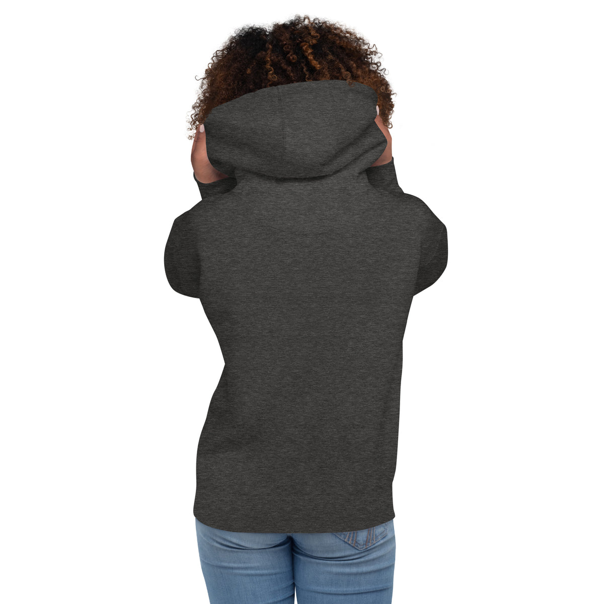 Est 1692 Salem Witch Trials hoodie back view in charcoal heather