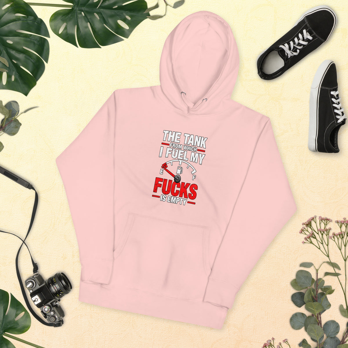 The Tank From Which I Fuel My Fucks Is Empty – Rude – Hoodie in pink – front view