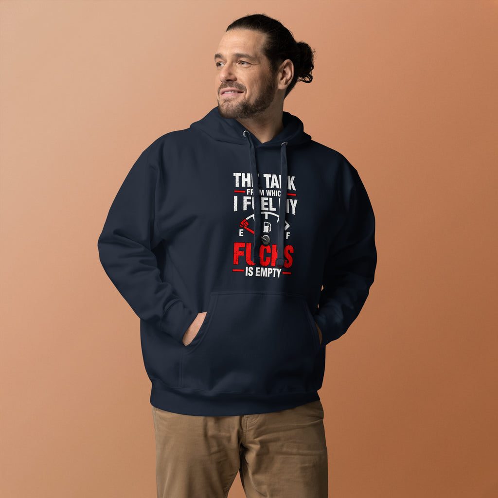 The Tank From Which I Fuel My Fucks Is Empty – Rude – Hoodie in navy – front view
