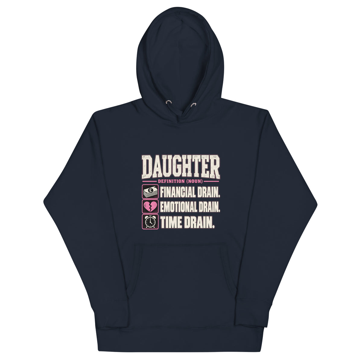 Daughter Definition – Family – Hoodie in navy – front view