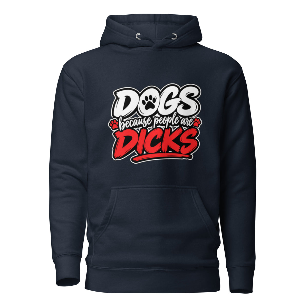 Front view of navy blazer Dogs Because dog lover hoodie