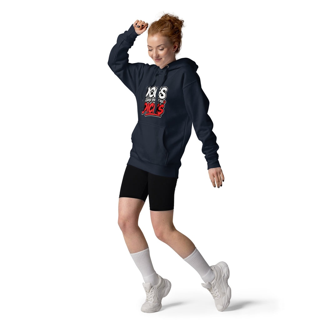 Front view of navy blazer Dogs Because dog lover hoodie