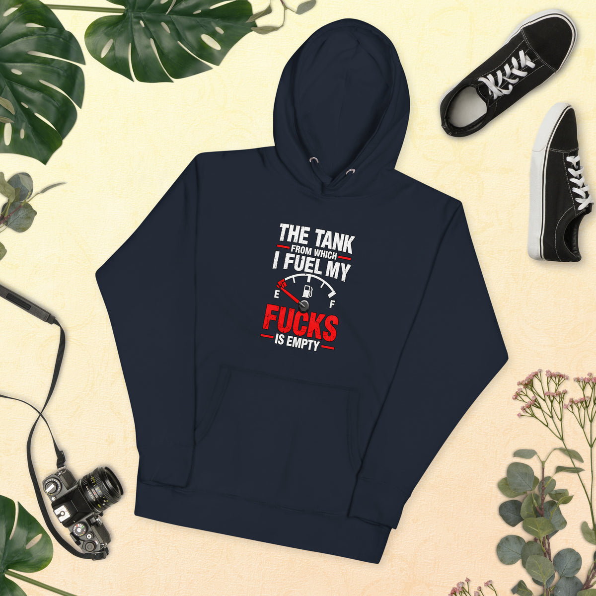The Tank From Which I Fuel My Fucks Is Empty – Rude – Hoodie in navy – front view