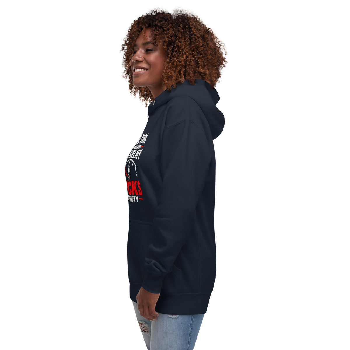 The Tank From Which I Fuel My Fucks Is Empty – Rude – Hoodie in navy – left-front view