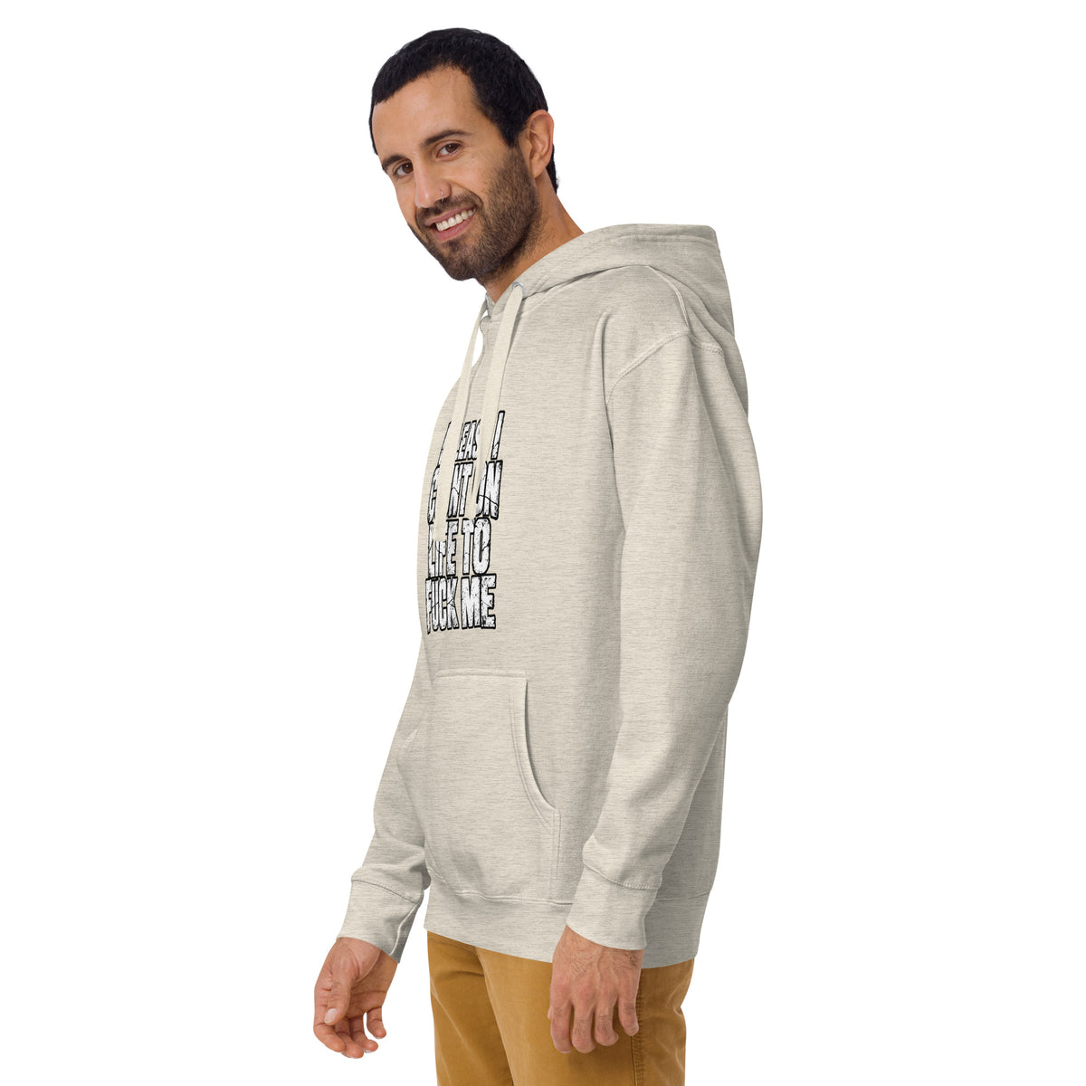 Life Fucks Me rude slogan hoodie in Oatmeal Heather left angle