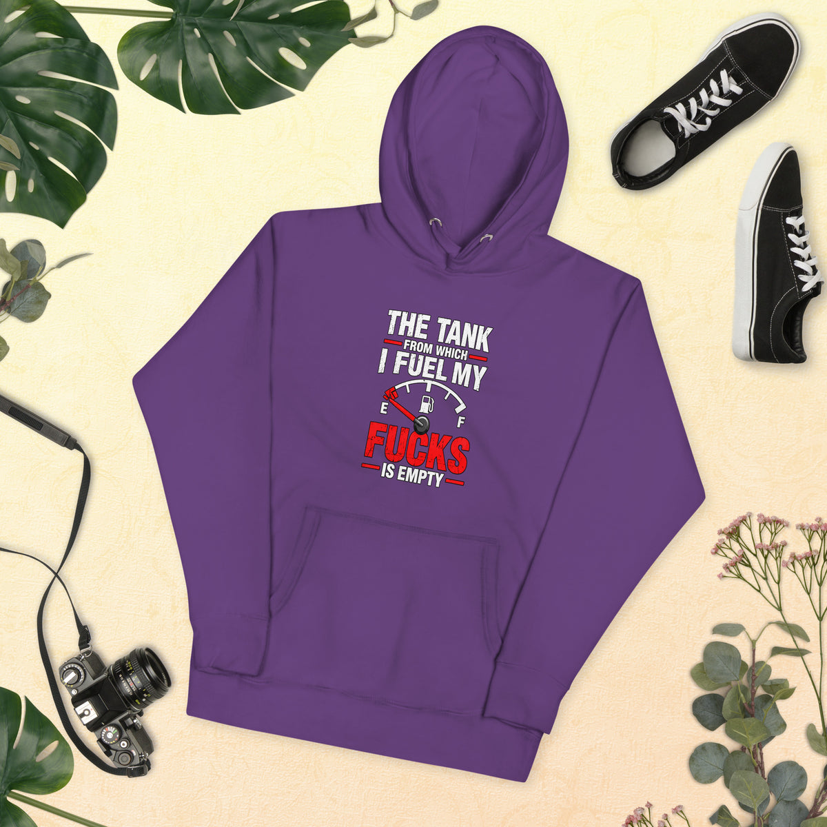 The Tank From Which I Fuel My Fucks Is Empty – Rude – Hoodie in purple – front view