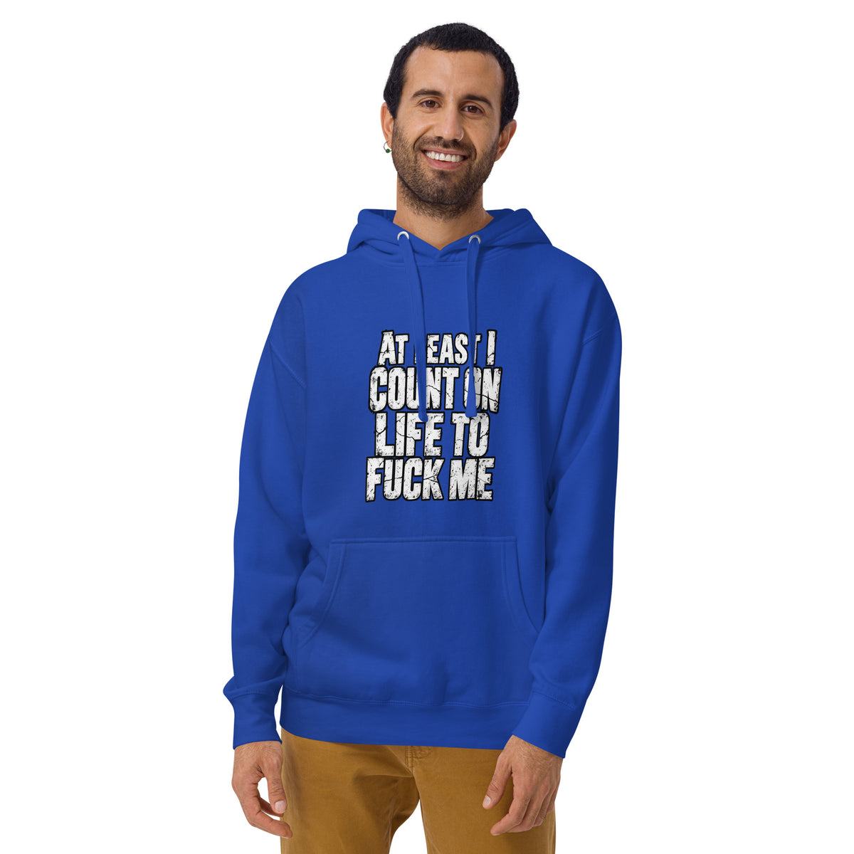 Life Fucks Me hoodie in Team Royal alternate front mockup