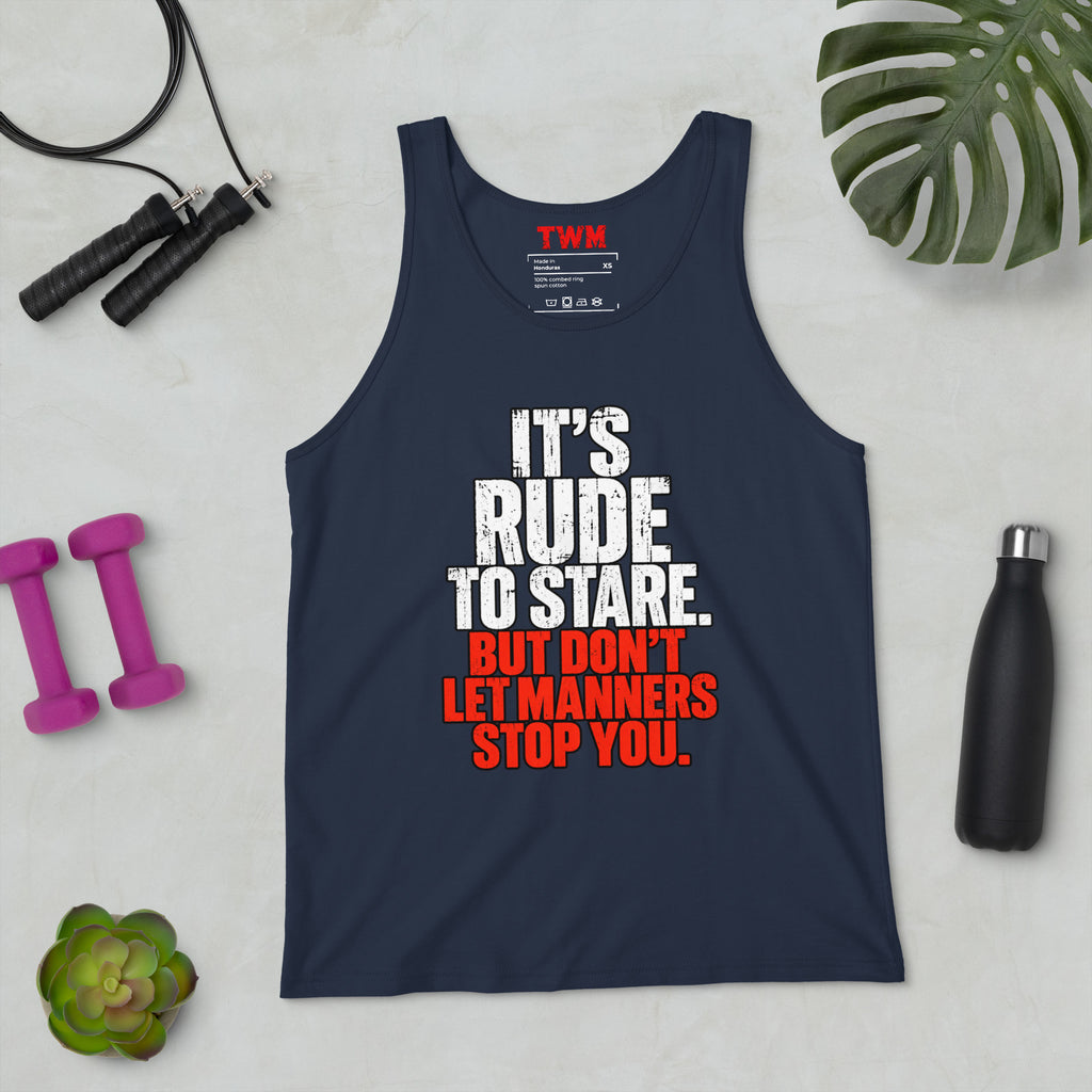 It's Rude To Stare – Gym – Tank Top in navy – front view
