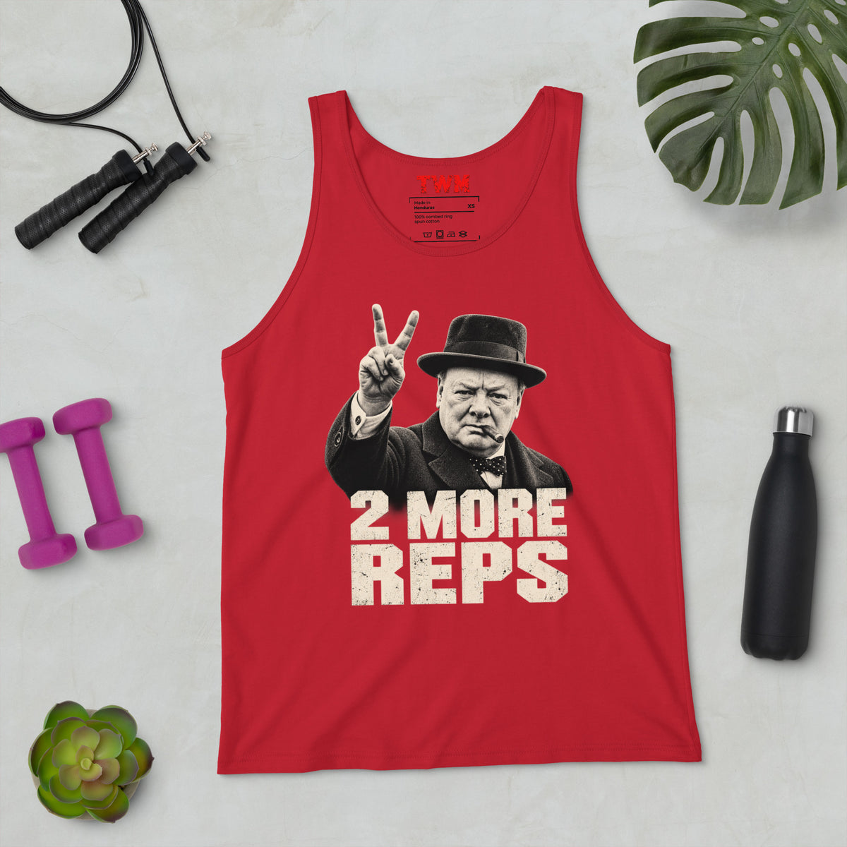 2 More Reps - Churchill – Gym – Tank Top in red – front view