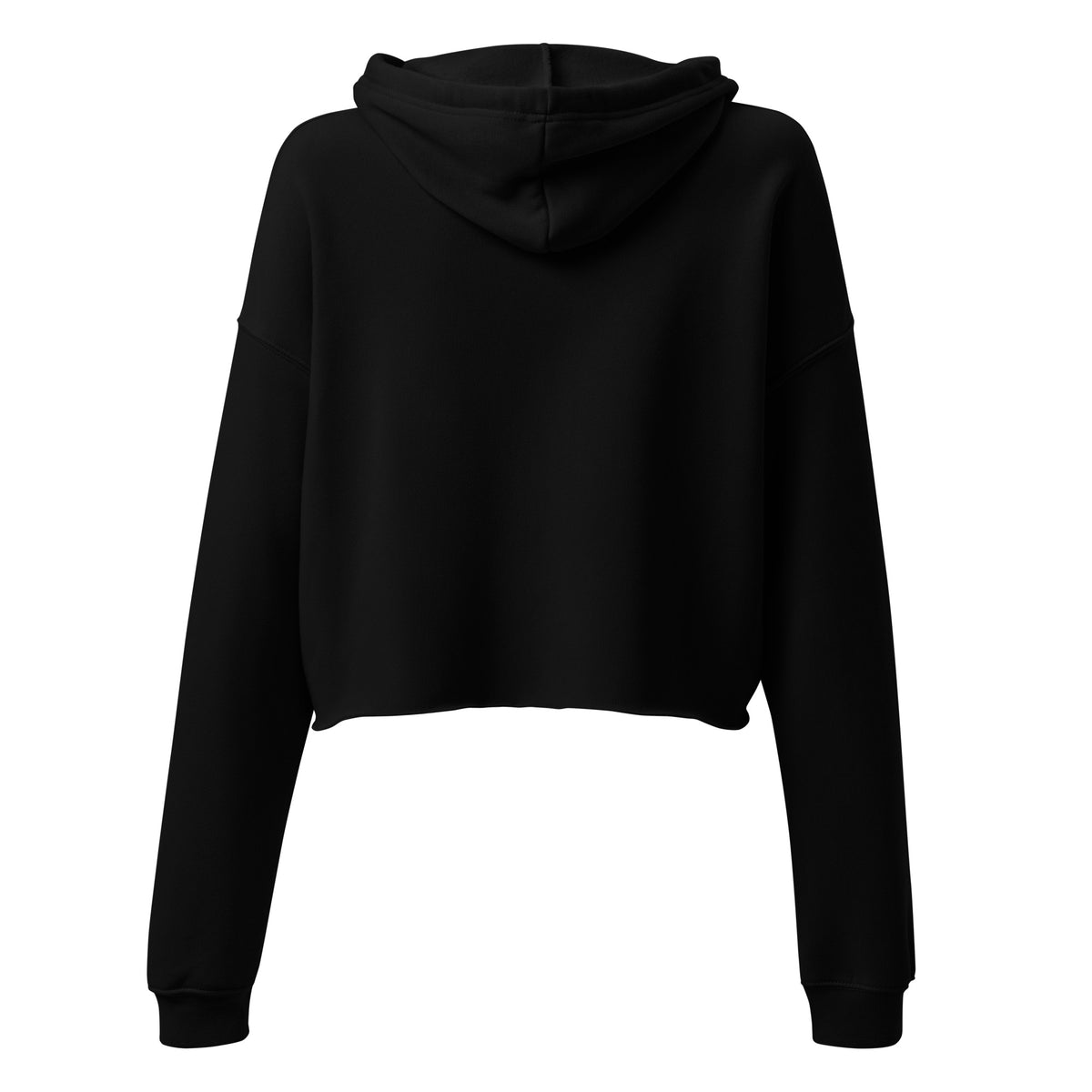 Black women’s cropped hoodie, back view | The Wandering Manc