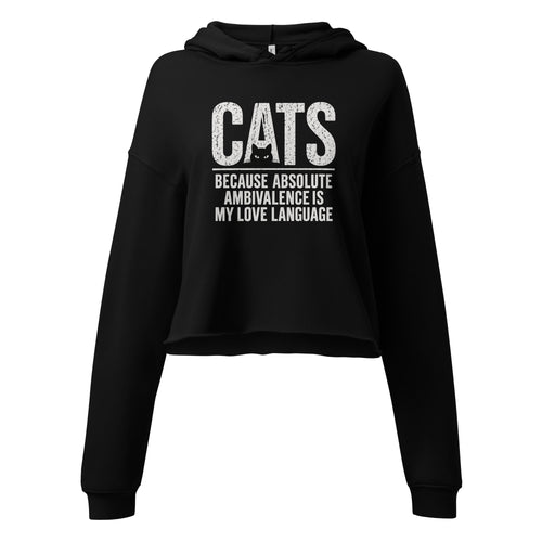 Ambivalence Is My Love Language cropped hoodie in Black front view