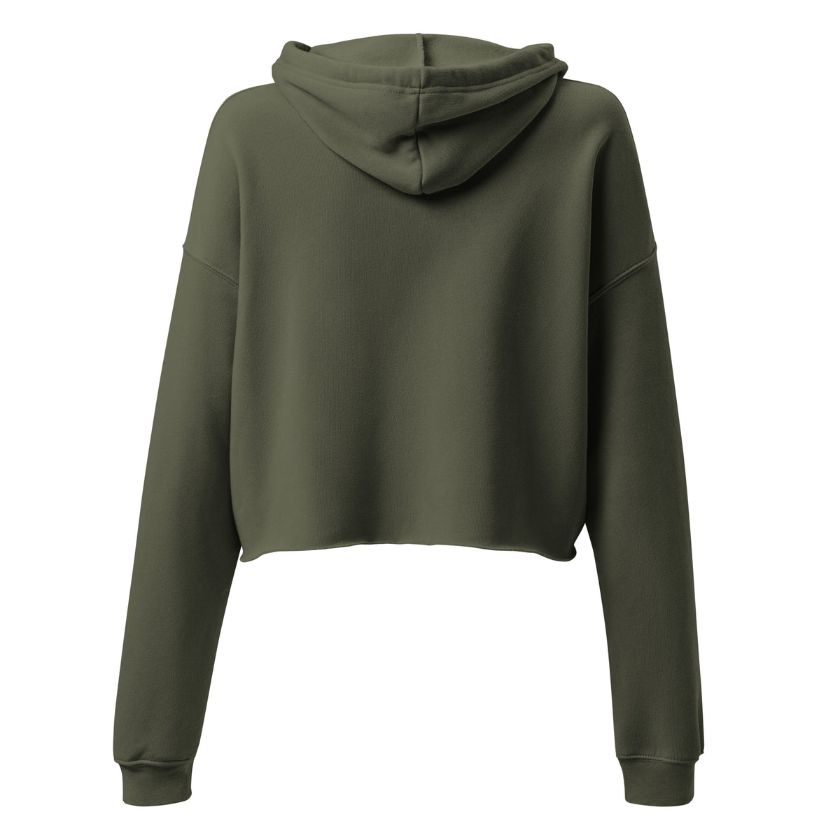 Ambivalence Is My Love Language cropped hoodie in Military Green back view