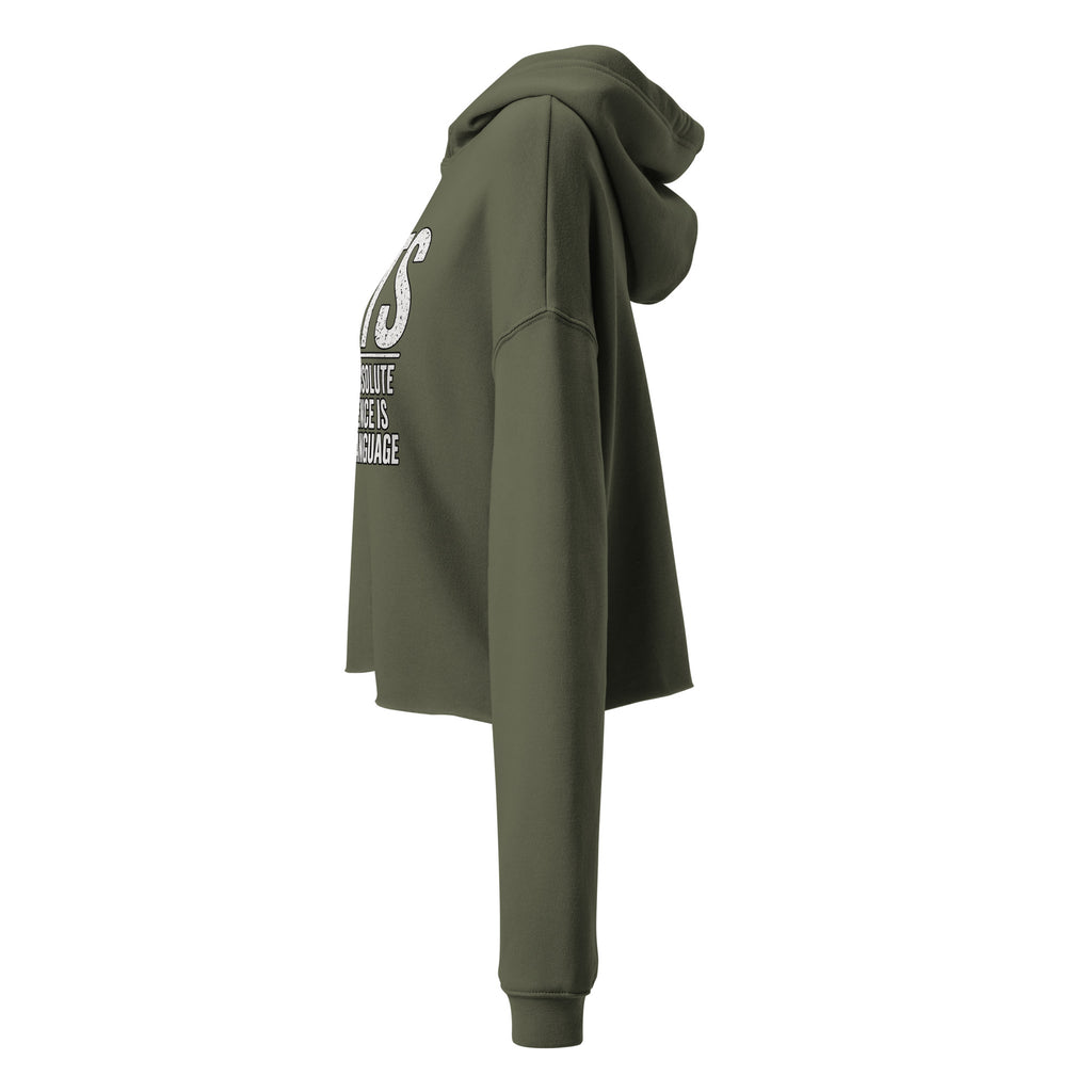 Ambivalence Is My Love Language cropped hoodie in Military Green left view