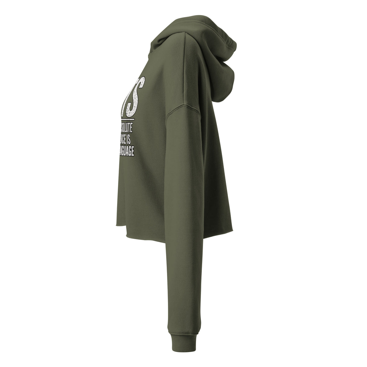 Ambivalence Is My Love Language cropped hoodie in Military Green left view