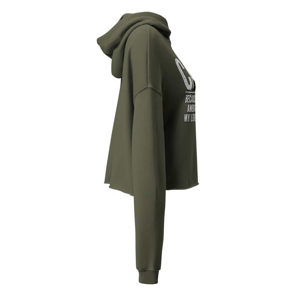 Ambivalence Is My Love Language cropped hoodie in Military Green right view