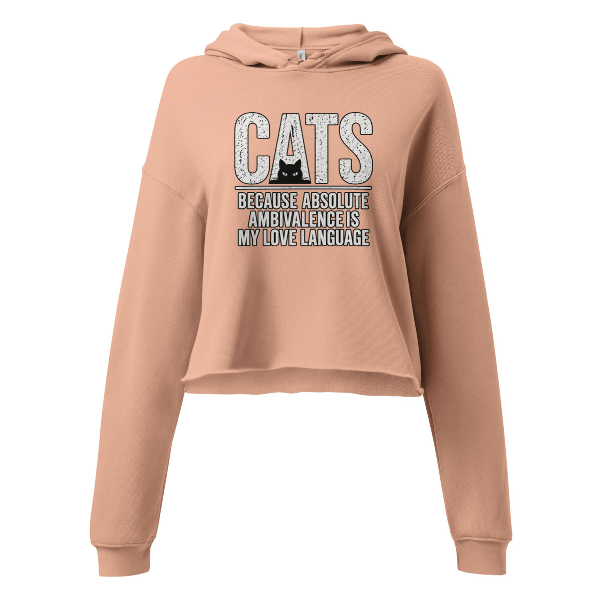 Ambivalence Is My Love Language cropped hoodie in Peach front view